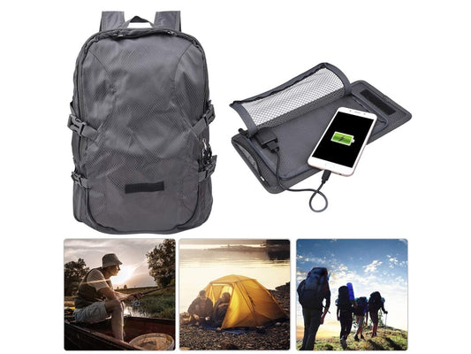 Sac à dos solaire pliable 35L – Recharge USB, compact et imperméable – Idéal rando & voyage